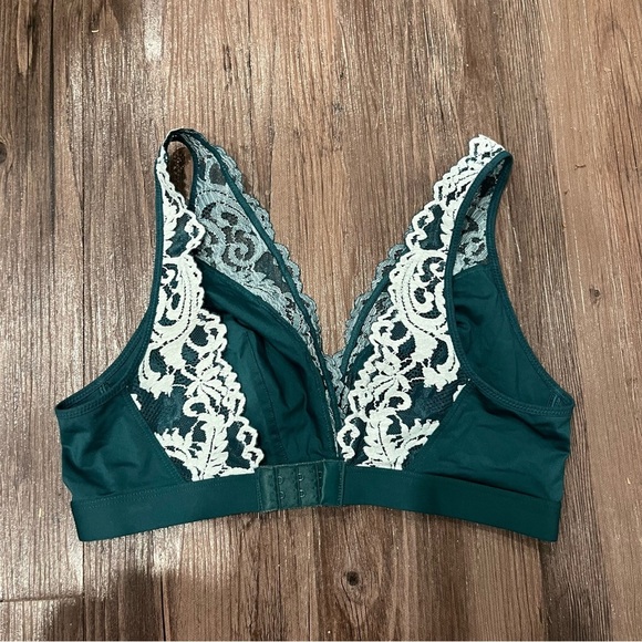 Wacoal Bralette Women's Large Green Lace Instant Icon Semi-Sheer - Picture 2 of 8